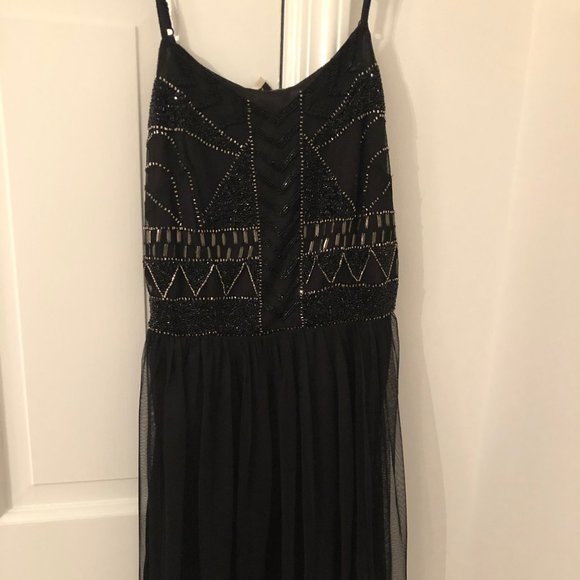 Beaded Black and Gold Homecoming Dress - Picture 1 of 4
